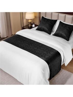 Black Satin Bed Runner for King Size Beds